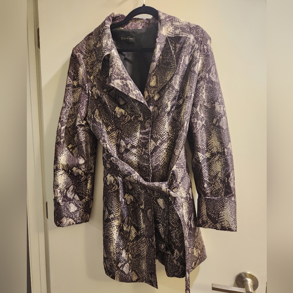 INC Snake patterned brown trench coat size Petite L